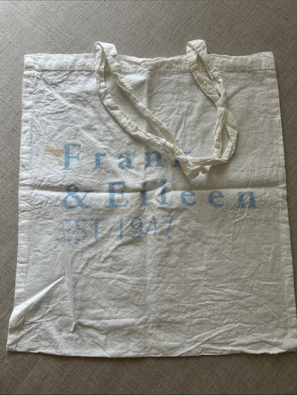 Brand New Frank & Eileen Est 1947 White Baby Blue Light Shopping Tote / Dust Bag